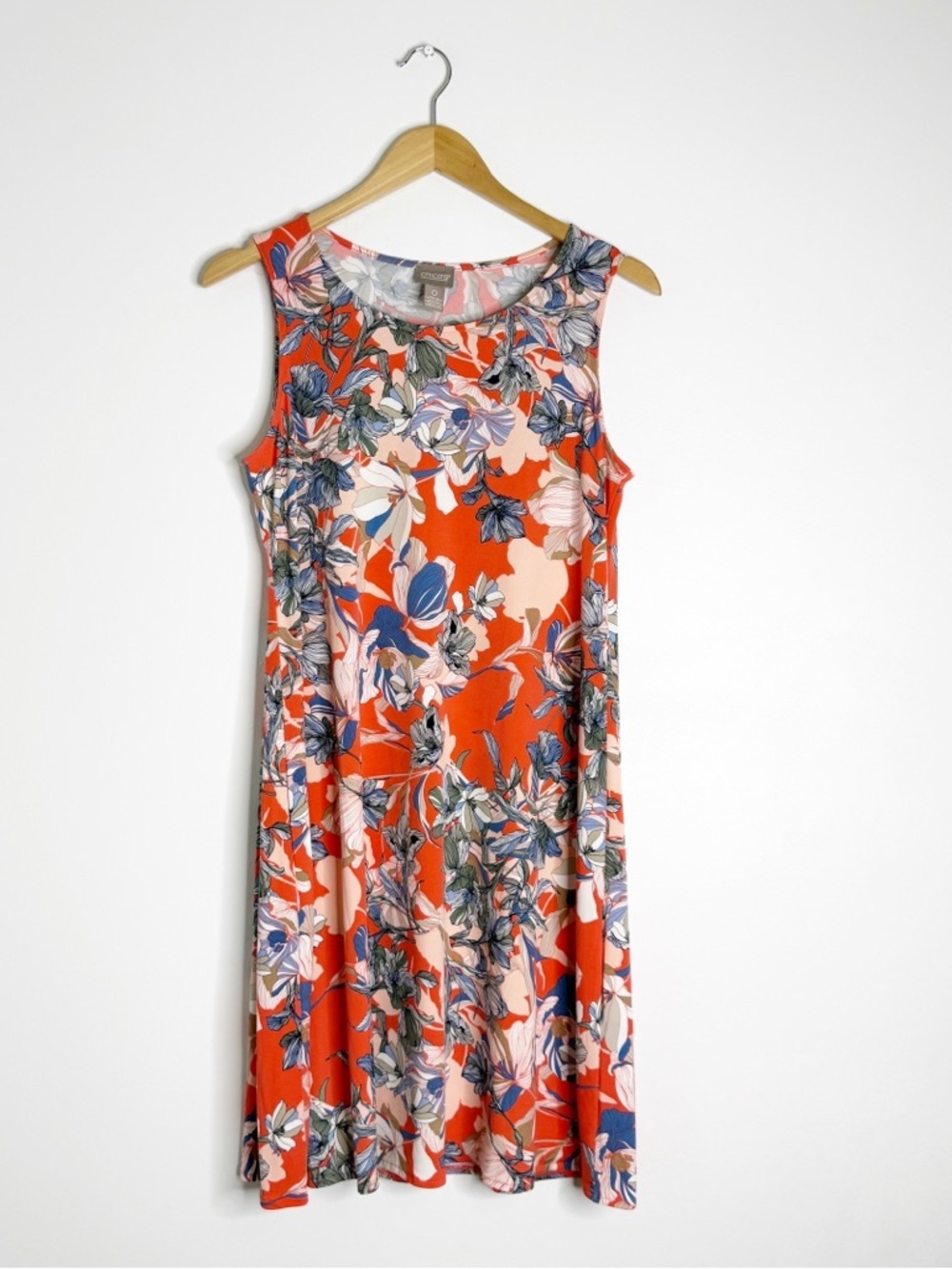 Chico’s Floral Sleeveless Dress Size 0 (US S 4/6) Orange Blue Swing - Picture 5 of 7